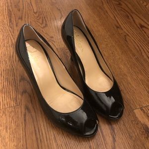 Cole Haan patent leather peep toe pump